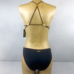 Vince Camuto 1 Piece Black Swimsuit with Gold Hardware Detail